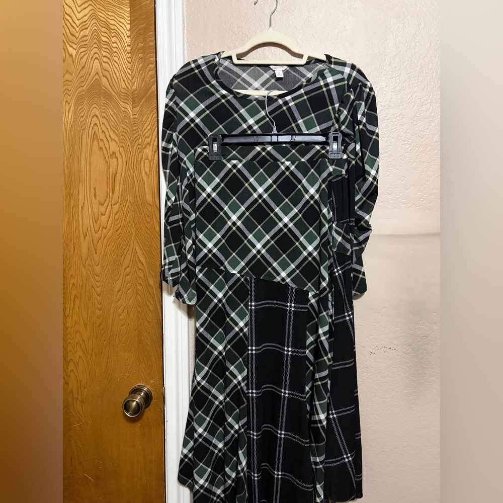 Cato plaid green and black maxi skirt and top set